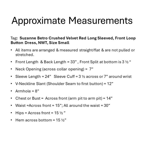 Suzanne Betro Red Crushed Velvet Dress Small Long Sleeved Loop hole buttons NWT - Picture 10 of 10